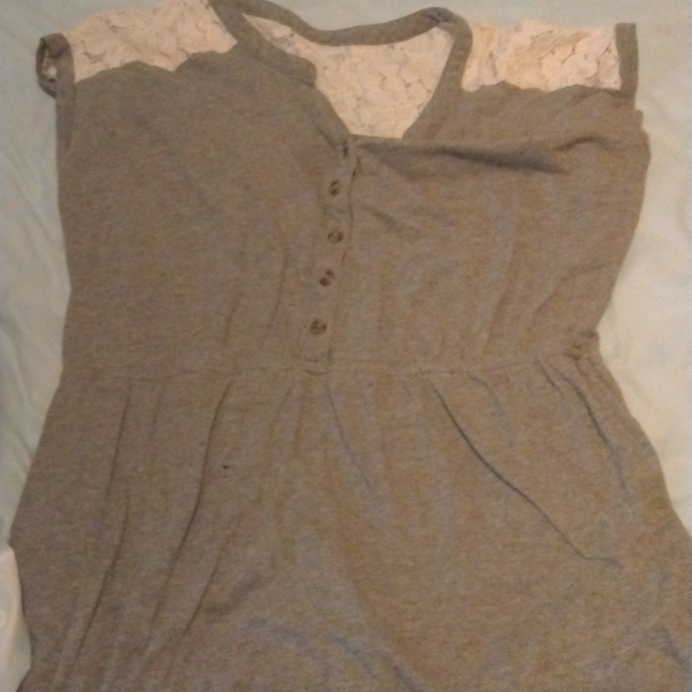 Gray and whit lace dress